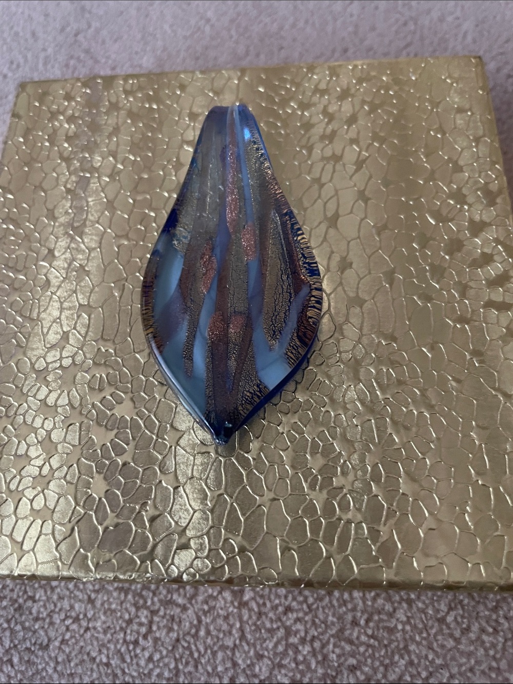 Decorative Blue Glass Leaf Pendant